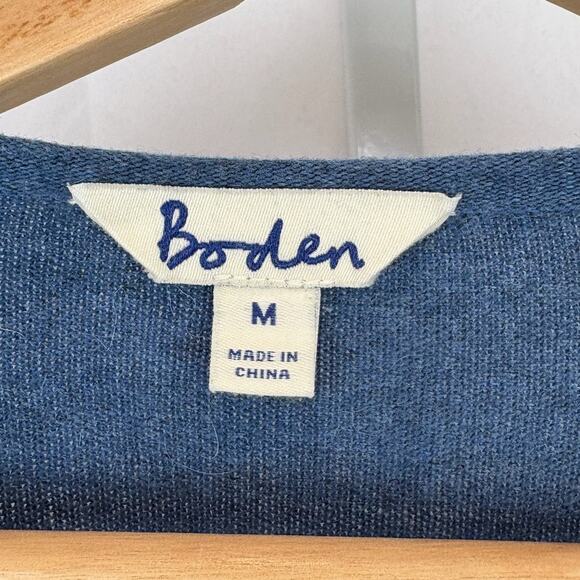 BODEN Size M Mens Pullover Sweater Raglan Long Sleeve Cotton Alpaca Blend Blue - Picture 3 of 7